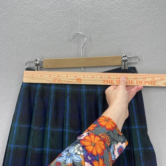 Pendleton Vest Skirt Set Womens 6 Green Blue Plaid Wool Petite Pleated Made USA - Picture 13 of 16